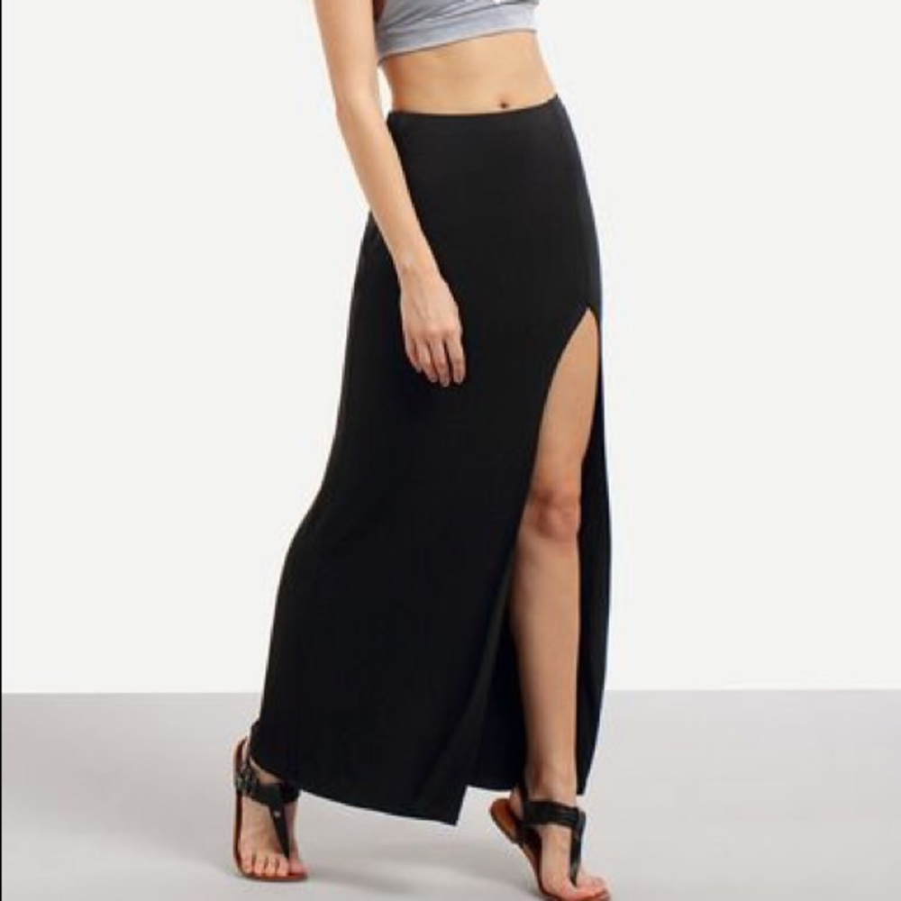 Express Black Front Split Skirt